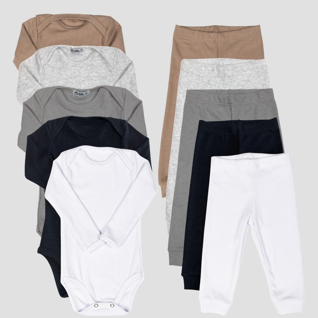 Kit conjunto Bebê  Lilobu 10 peças canelado Body