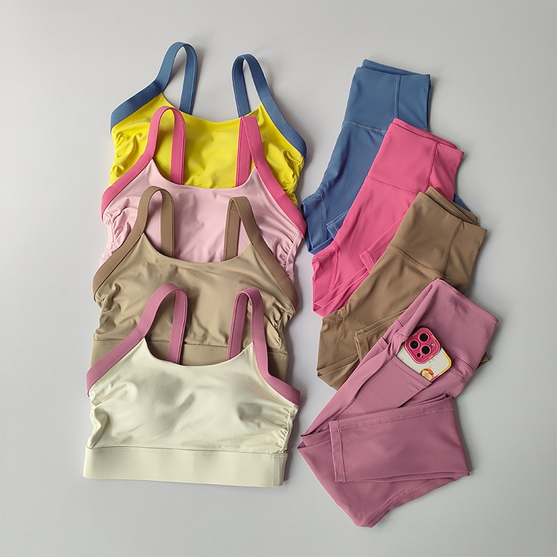 Conjunto De Yoga Feminino Macaron Cor Fitness Espo