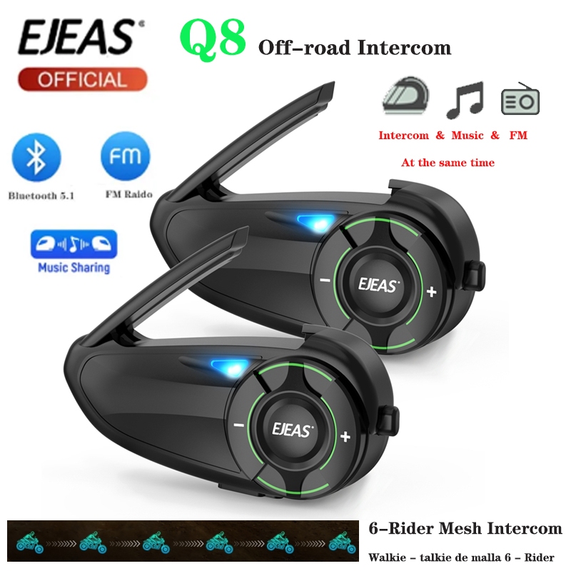 1/2Pcs EJEAS Q8 Motocicleta Mesh Group Intercomuni