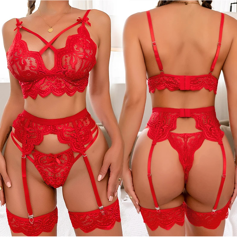 Conjunto De Lingerie Sexy De Renda Feminina , Biqu