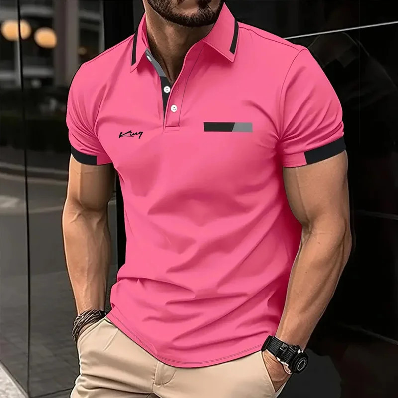 Camisa Polo Masculina Listrada De Manga Curta Com 