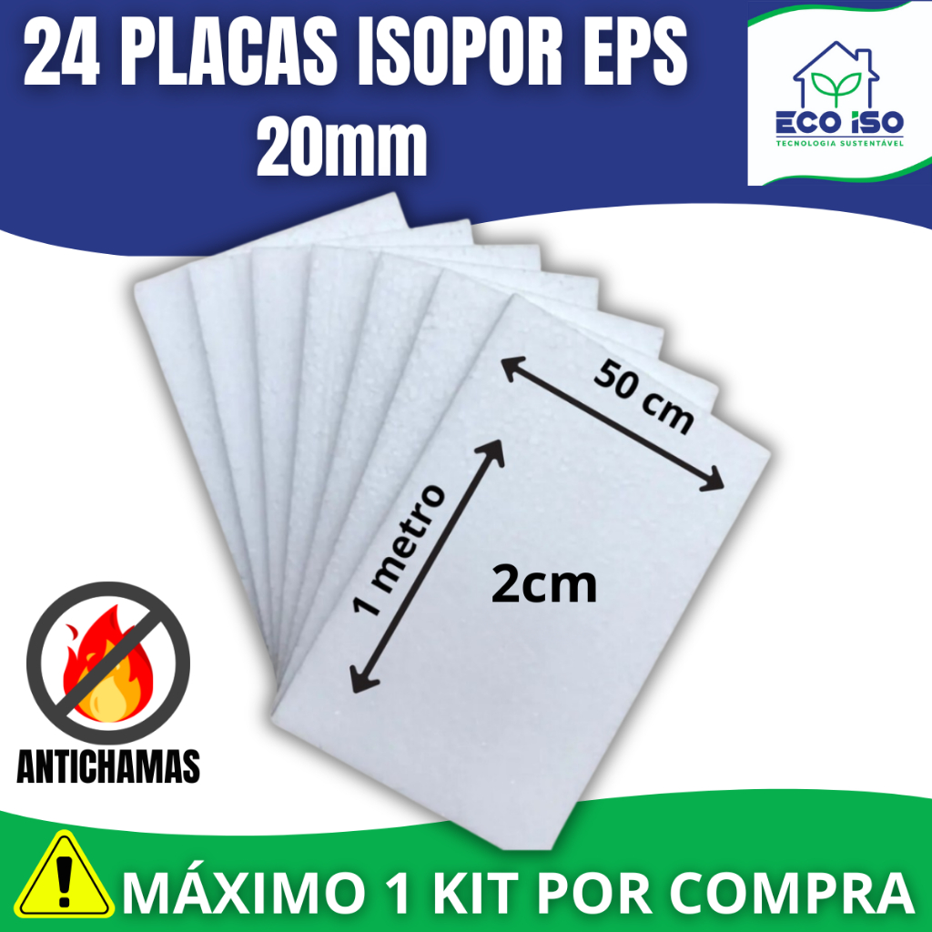 24 Placas de Isopor 20mm 100cm x 50cm x 2cm Forro 