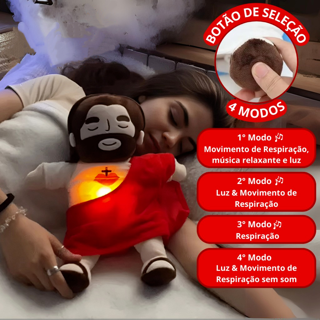 38cm Jesus Que Respira Pelúcia Com Com Luz e Mús