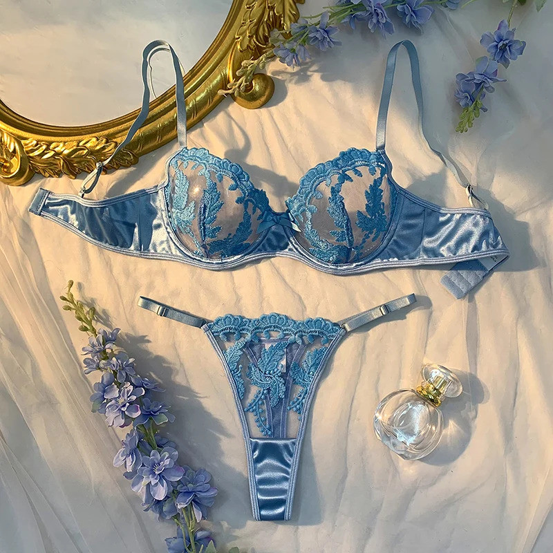 Conjunto de Lingerie Sexy para Adultos Azul Claro 