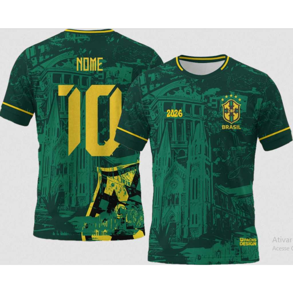 Camiseta Manga Curta Copa Brasil Personalize Com S