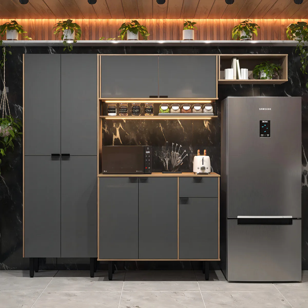 Cozinha Completa Compacta Mdf Estilo Industrial Co