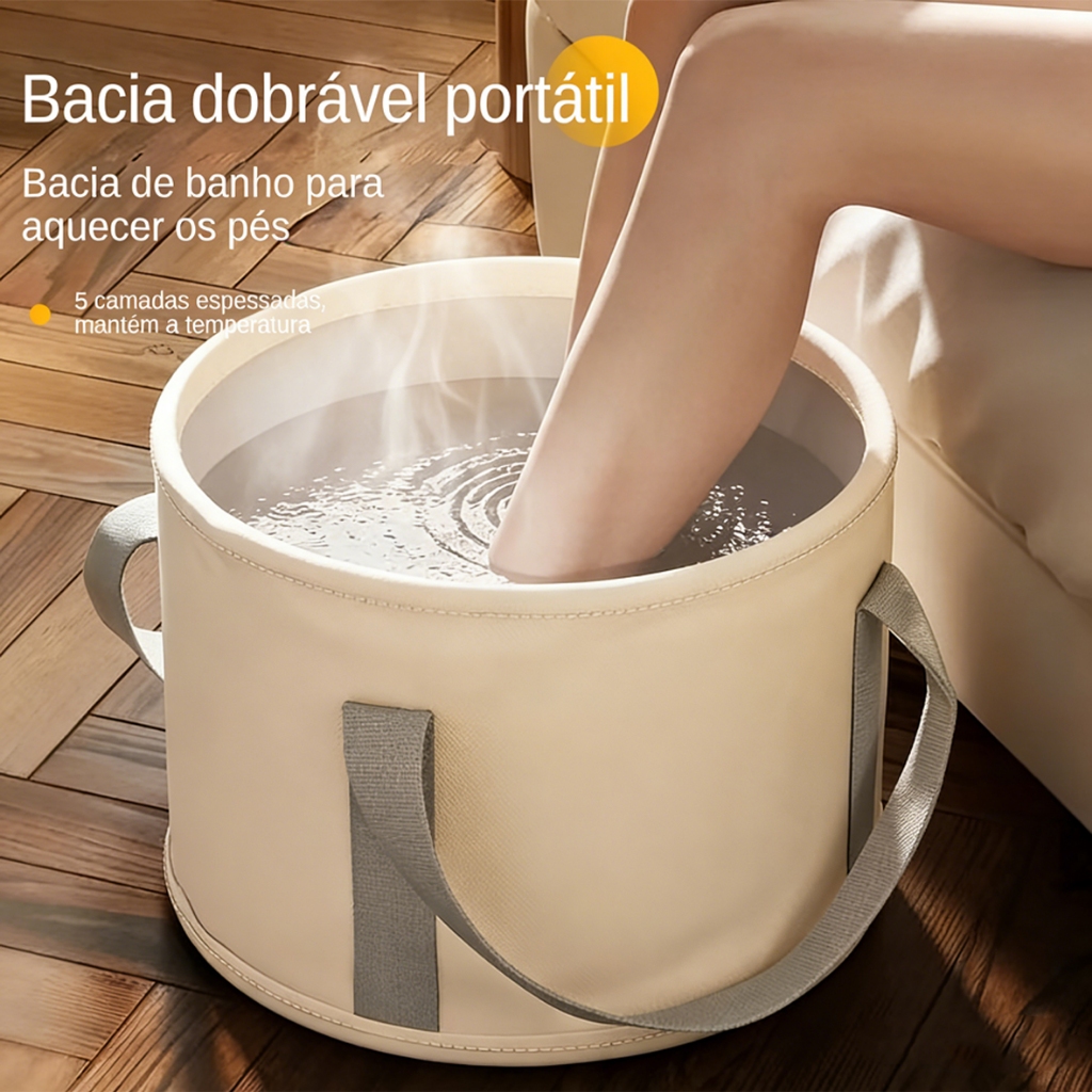 Este banho de pés dobrável e portátil possui um