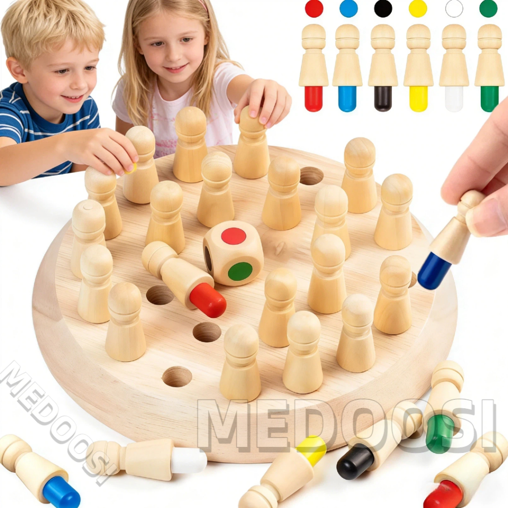 MEDOOSI Brinquedo Educativo Memória Madeira Monte