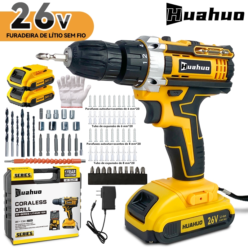 Parafusadeira/Furadeira Furadeira 26V 2 Baterias C