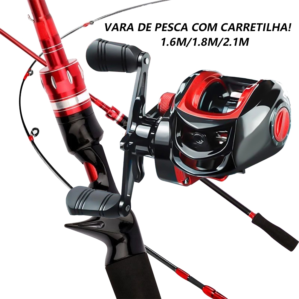 Vara de pesca com carretilha 1.8M Vara De Pesca Ca