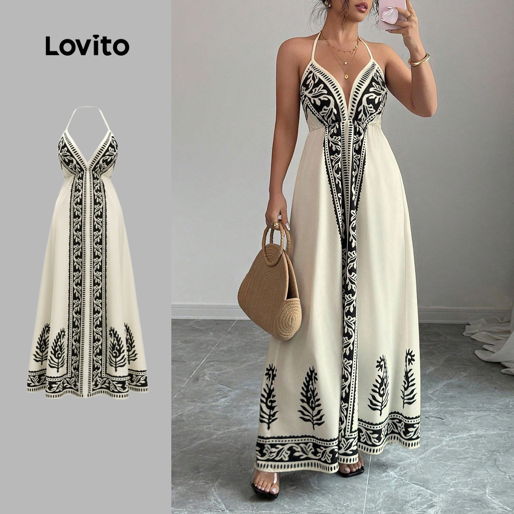 Lovito Vestido Boho sem costas vestido primavera/v