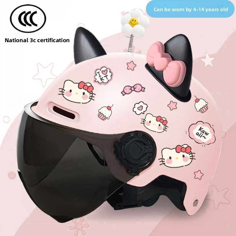 Capacete Infantil Hello Kitty com Orelhas de Gato 