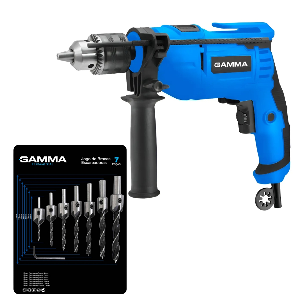 Furadeira de Impacto 10mm 650W Gamma + Kit Escarea