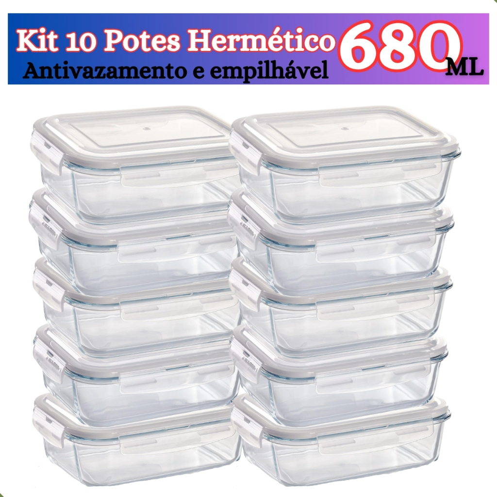 Kit de 6 até 12 Potes de Vidro 640ml – 370 