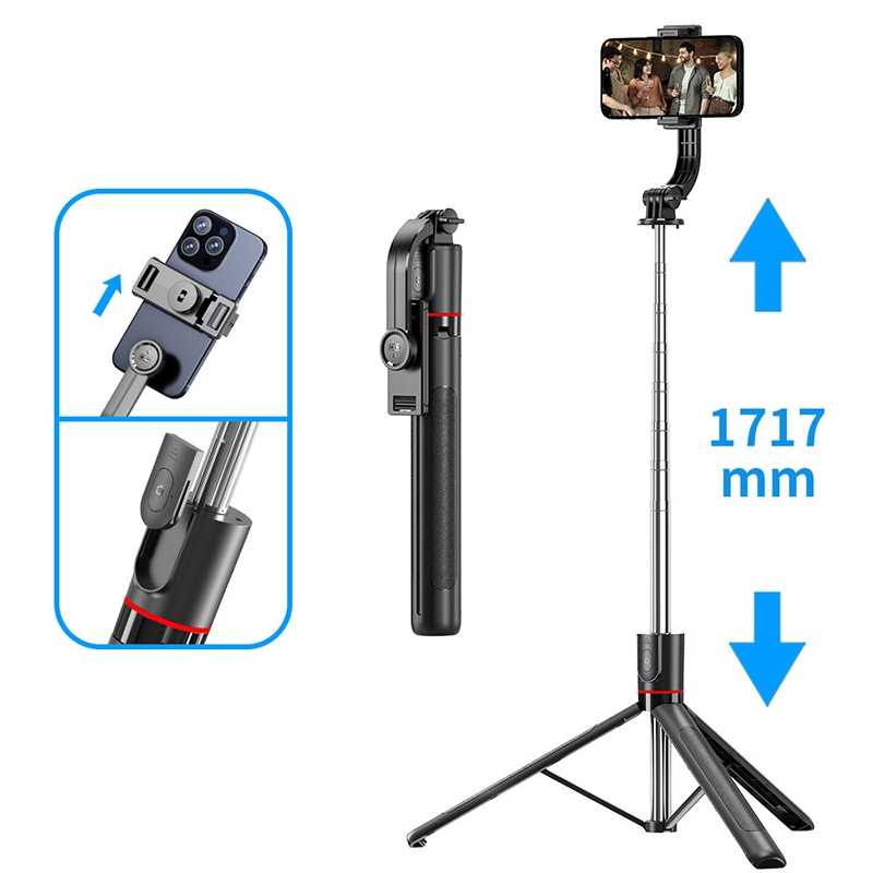 Hmaston 1.7M/2.2M Bastão Pau De Selfie Tripé Ret