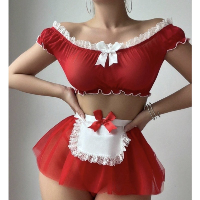 Sexy renda de um ombro roupa de empregada tentaç�