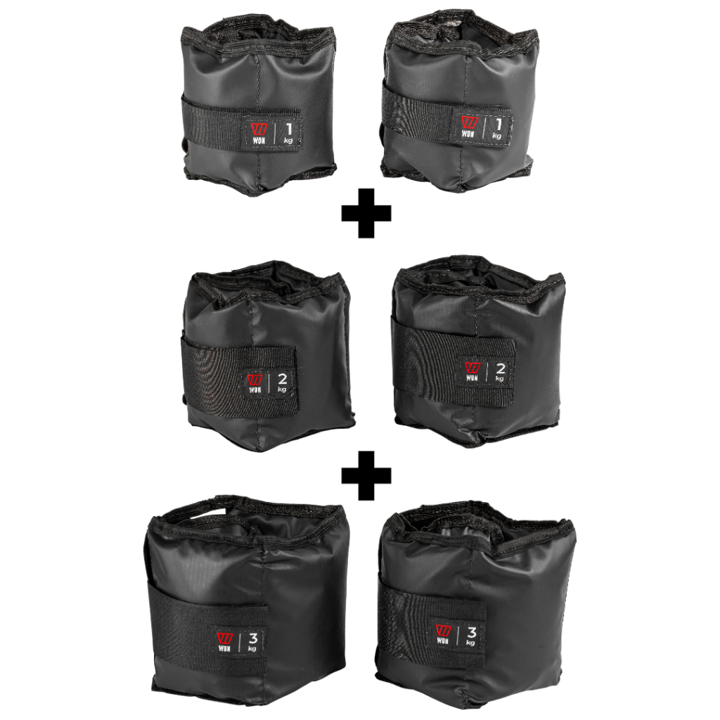 Kit Par Caneleiras Peso 1kg + 2kg + 3kg Tornozelei