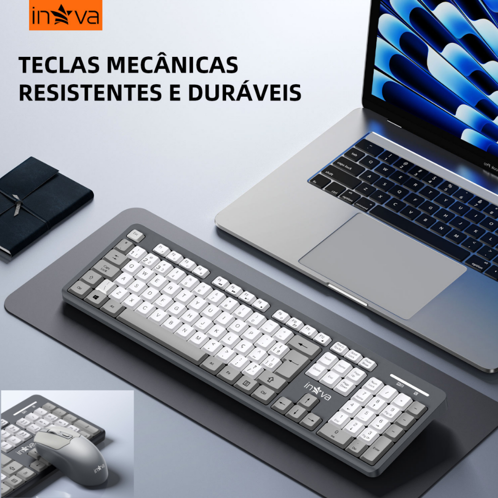 INOVA Kit Teclado E Mouse Sem Fio 2.4ghz ABNT2 Rec