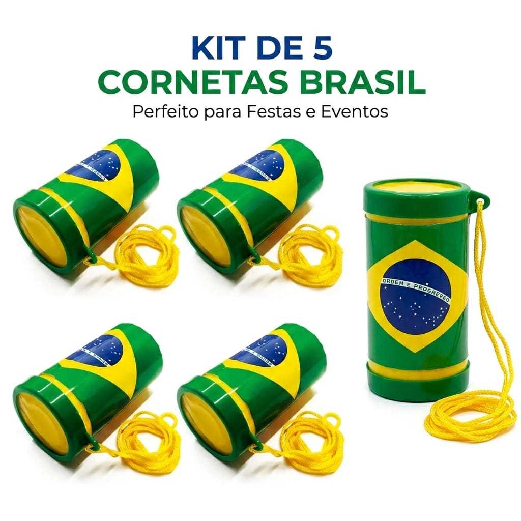 Kit 5 Cornetas Brasil Copa do Mundo  Torcida, Fest