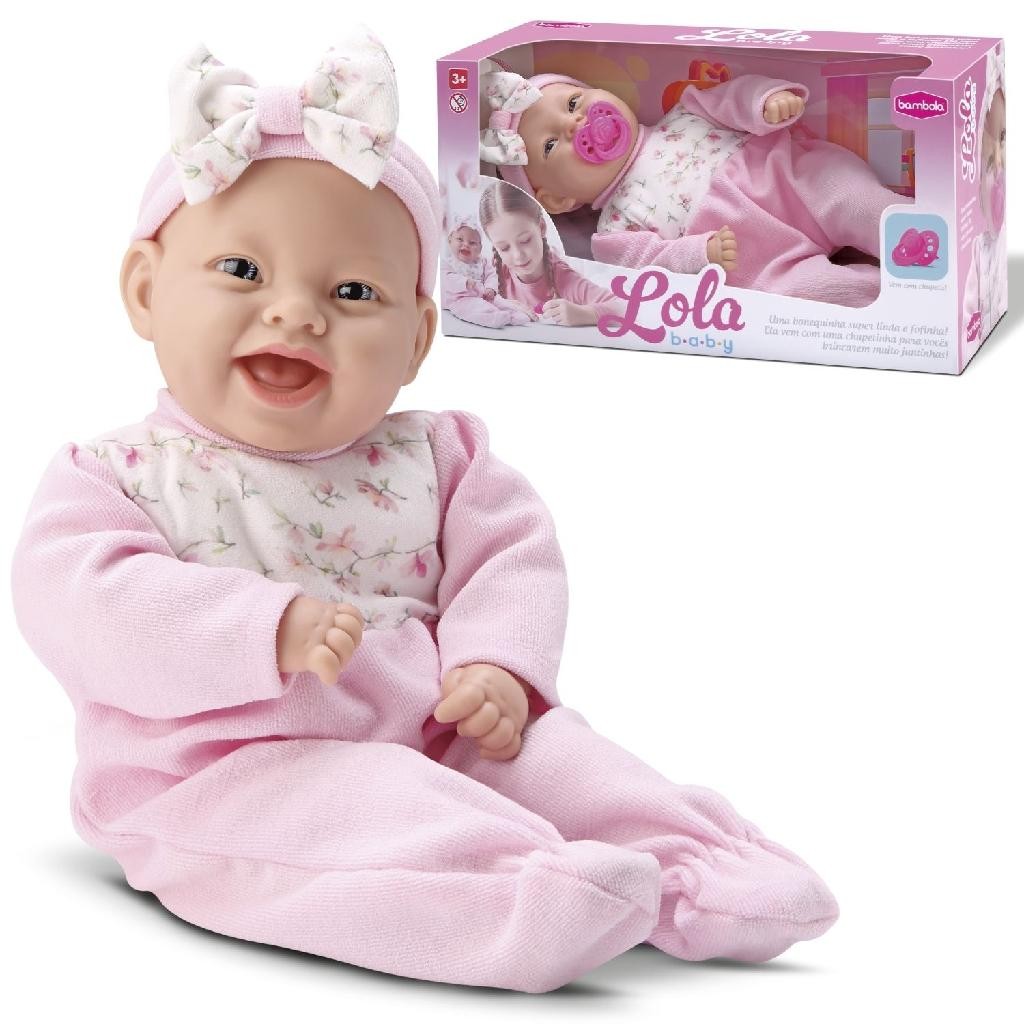 Boneca Lola Baby Com Chupeta Rosa Bebê Menina Bri