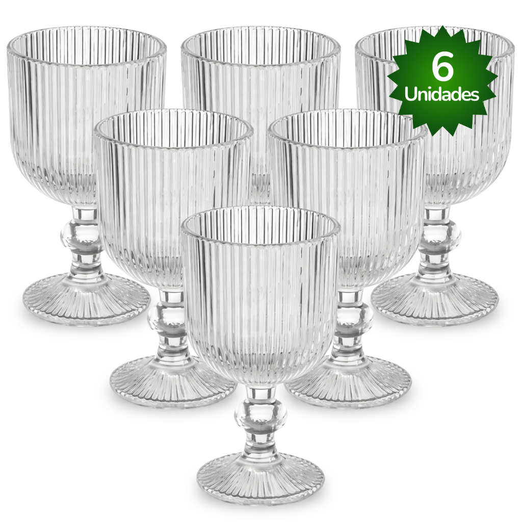 Jogo de 6 Taça Canelada Grafiato Sofia 400ml Copo