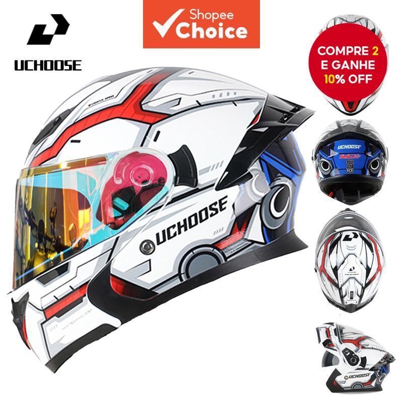 Uchoose DOT Capacete Modular Integral Capacetes de