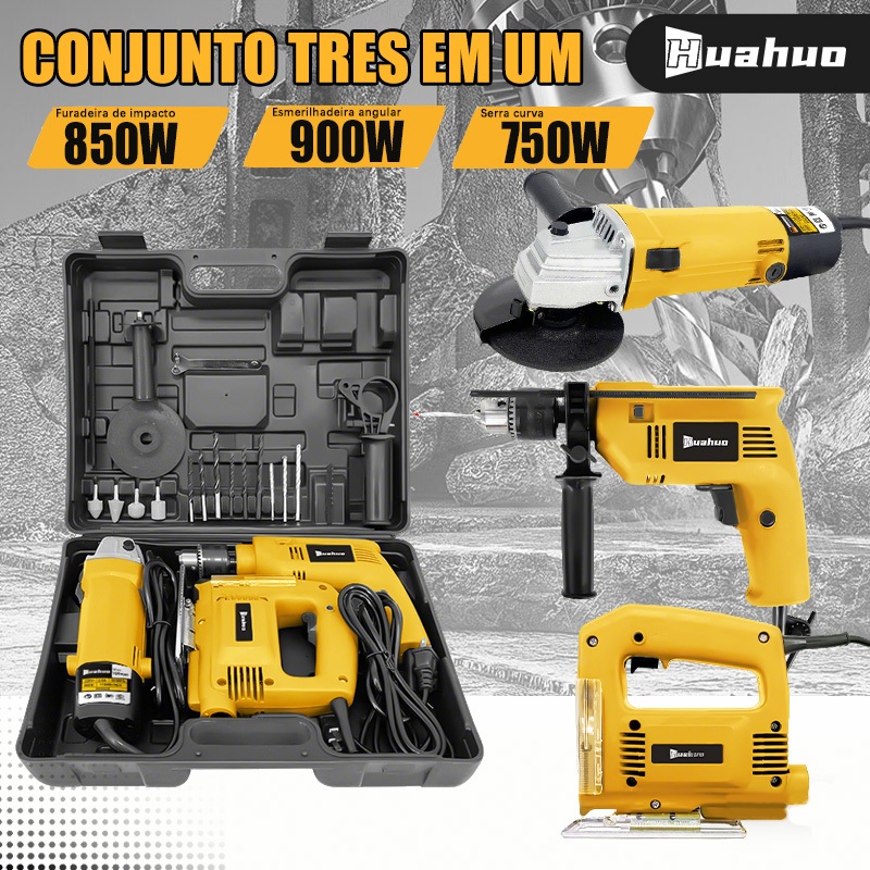 110V/220V KIT Furadeira De Impacto Lixadeira E Ser