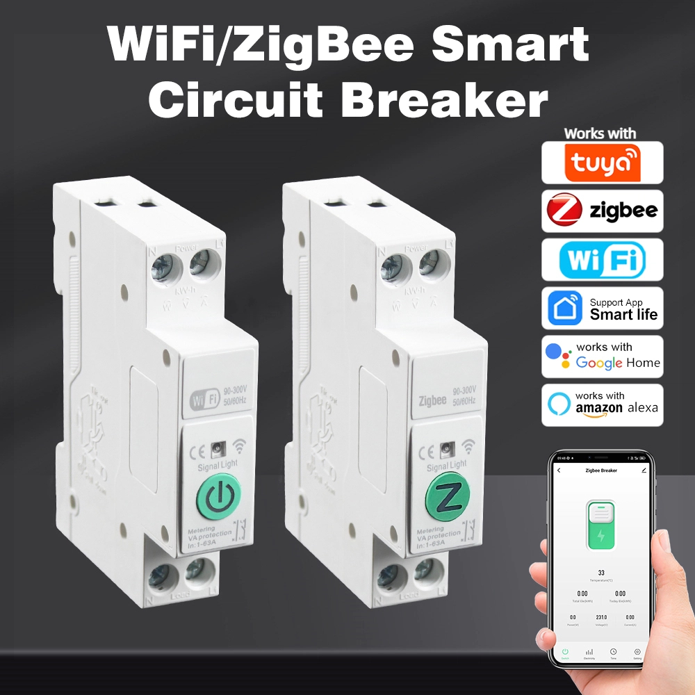 Trabalhe Com Tuya WiFi/Zigbee 1A-63A Disjuntor Aju