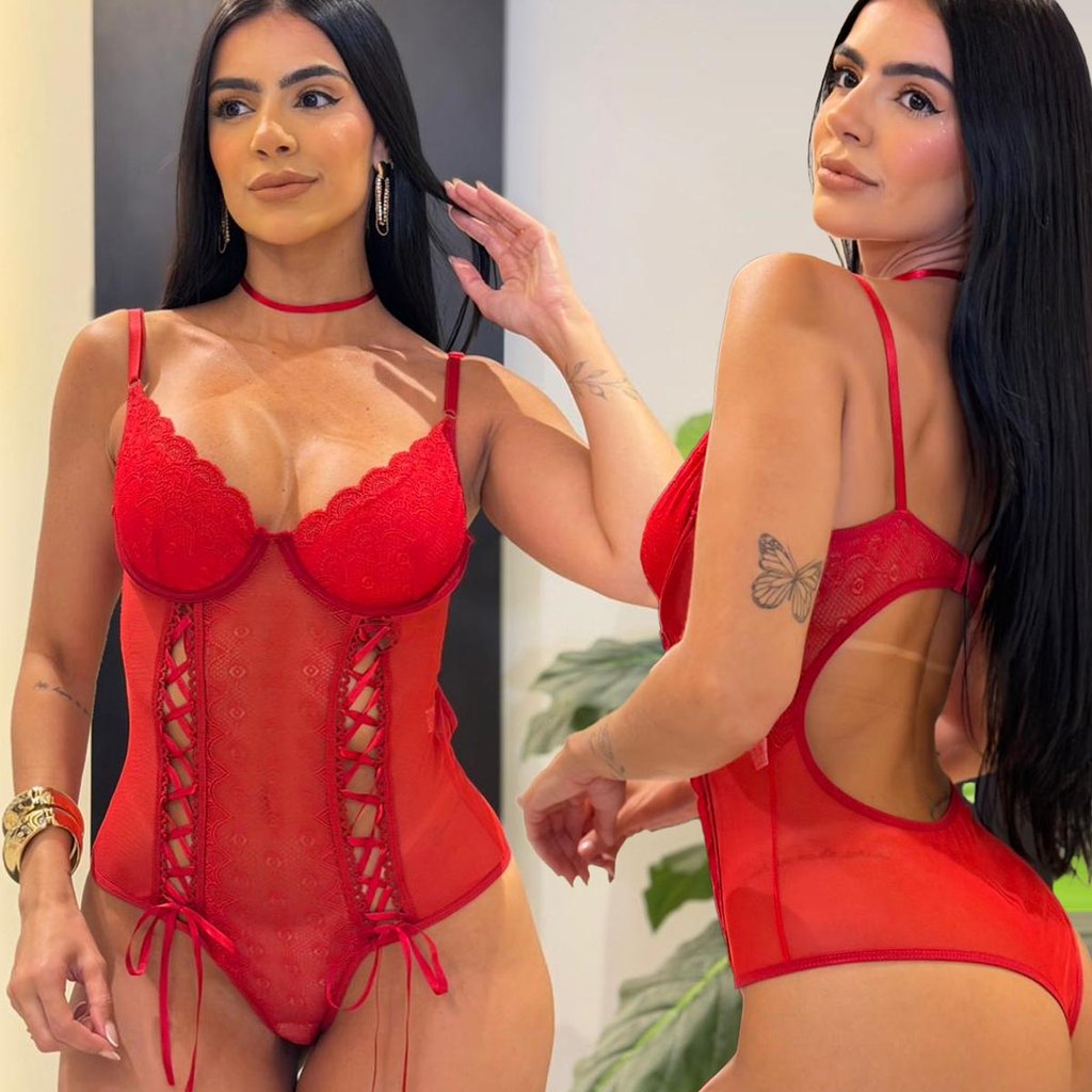 Body Lingerie Sensual Sem Bojo Com Aro Em Tule e R
