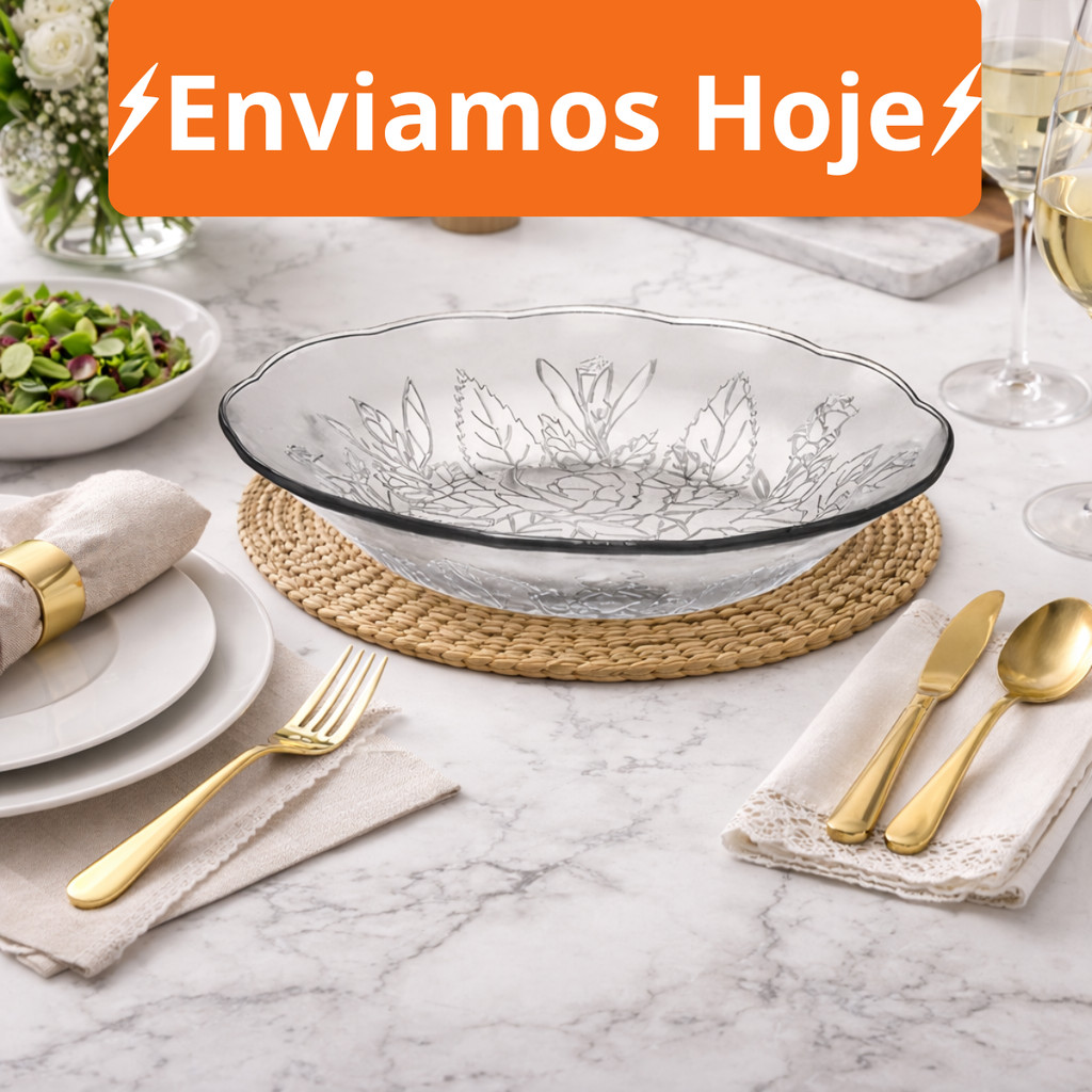 Kit Até 20 Pratos Fundo Liso de Vidro Flor Flogia