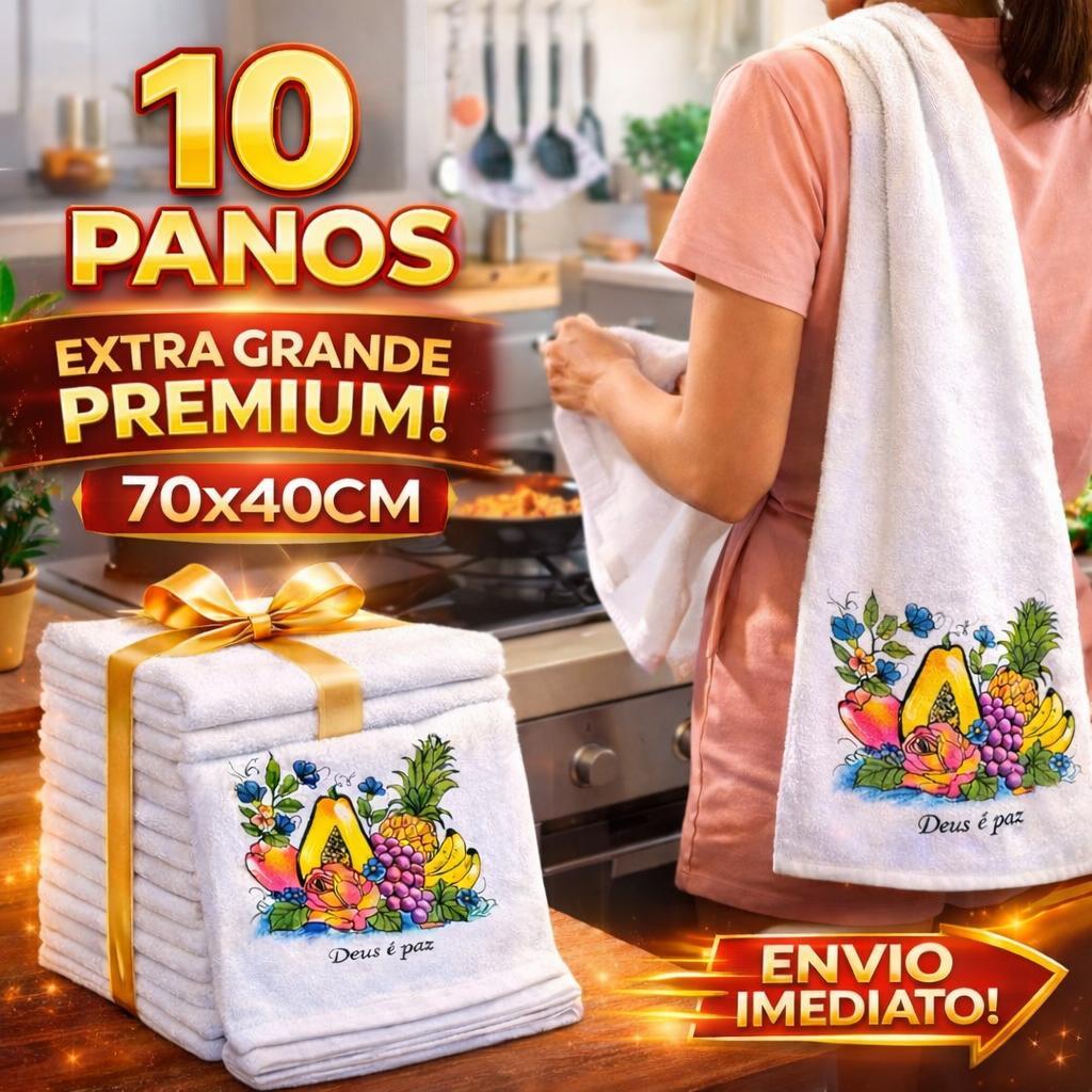 Kit Pano de Prato Extra Grande de Algodão 100% Pa