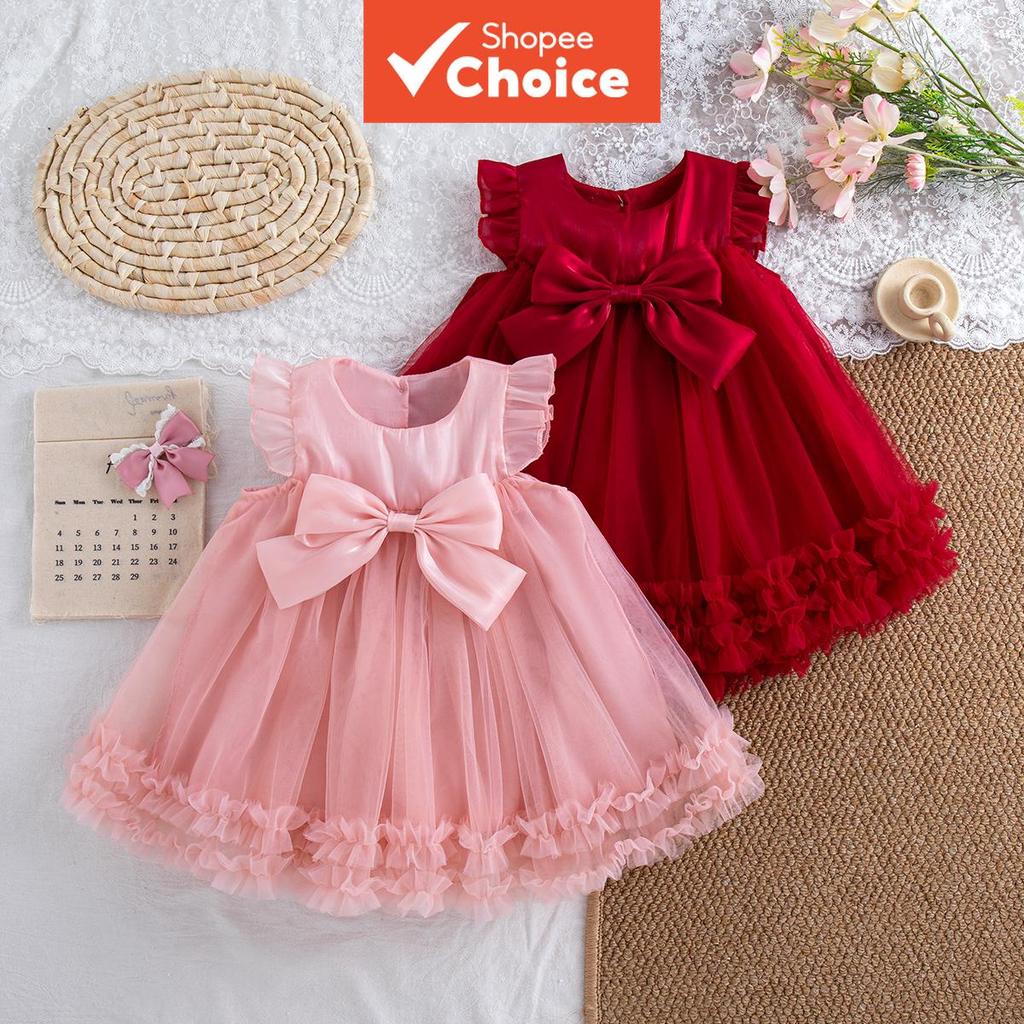 Vestido de menina bebê, novo verão, laço fofo, 