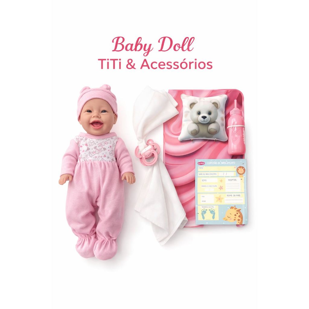 Boneca Baby Doll De Pijama Com Chupeta Infantil + 