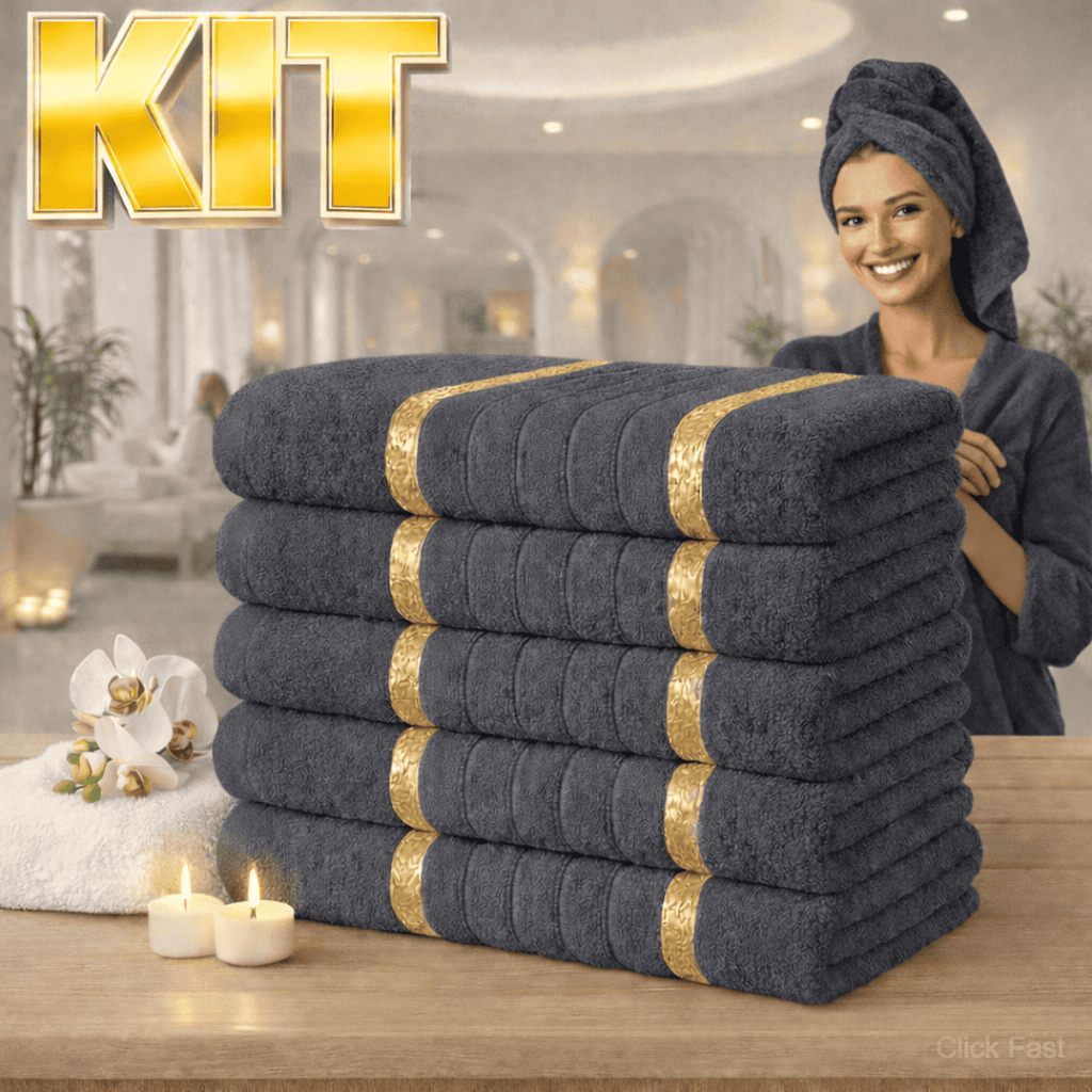 Kit Toalha Banho 100% Algodão Macia Felpuda Alta 