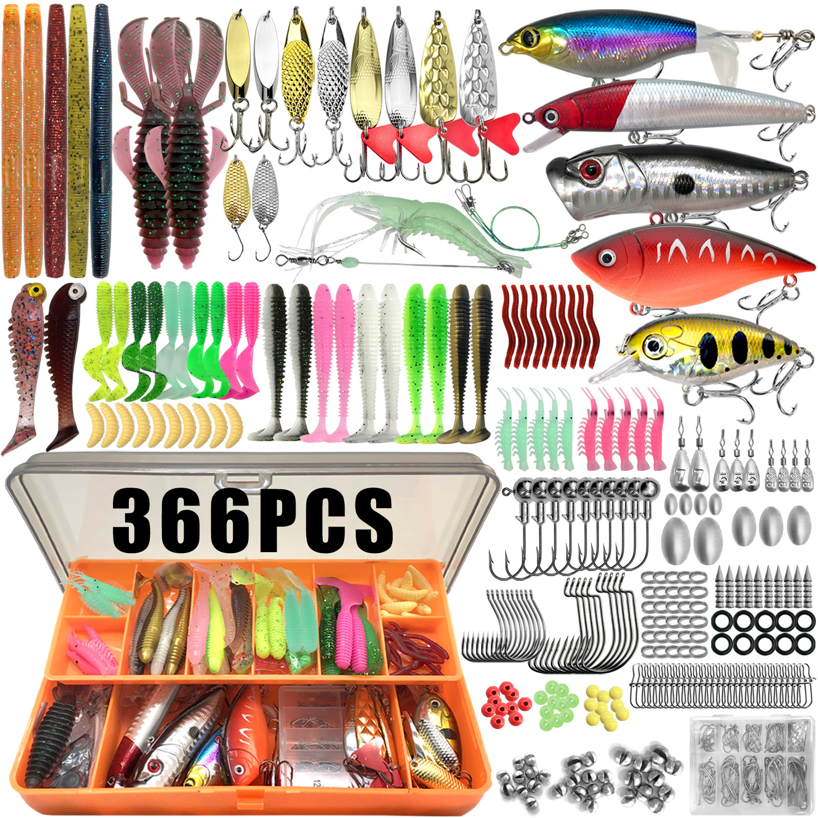 Conjunto De Isca De Pesca Caixa Macia Dura Ganchos