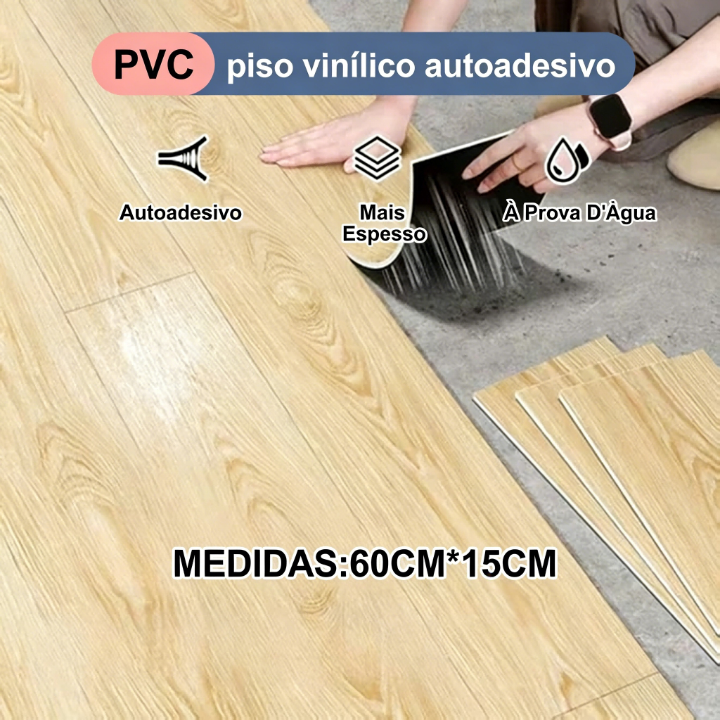 Kit 30/60/90 Pisos Adesivos Madeira Vinílico Lav�