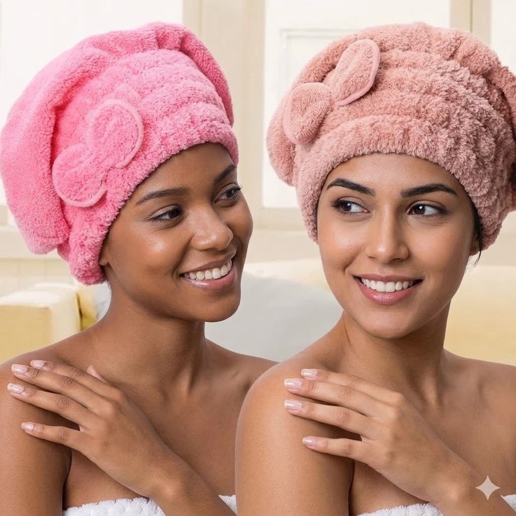 Touca Toalha de Microfibra para Secar Cabelo Secag