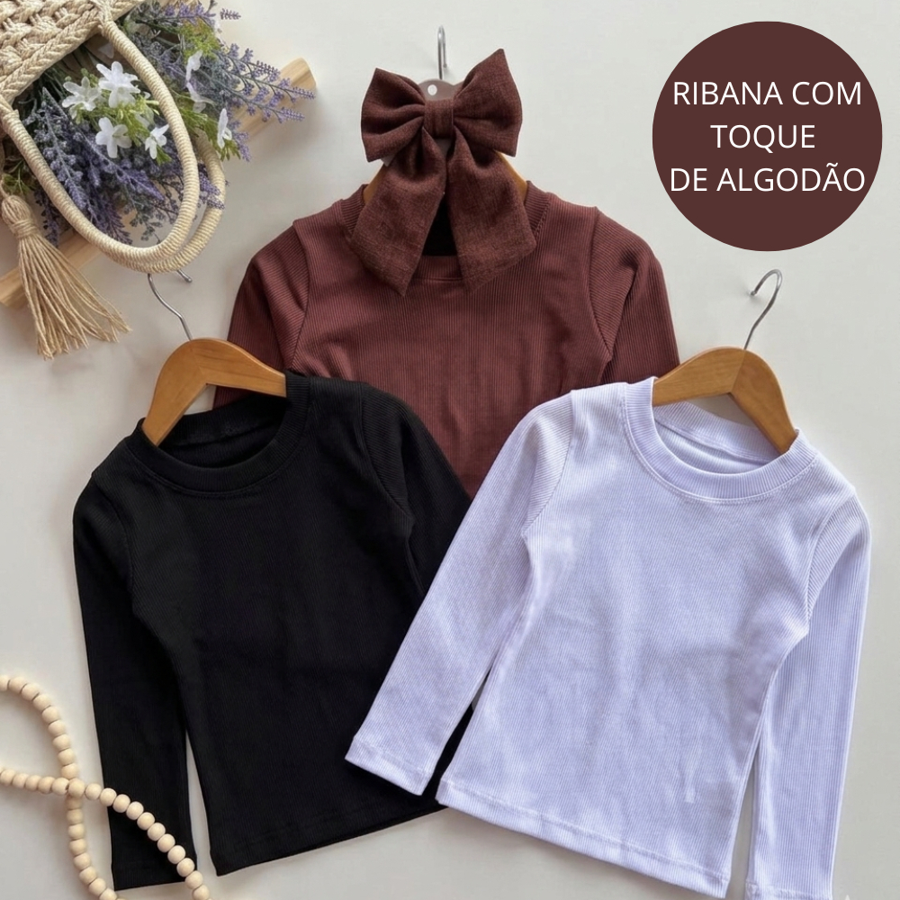 Kit 2 Blusa de frio infantil camisetas manga longa