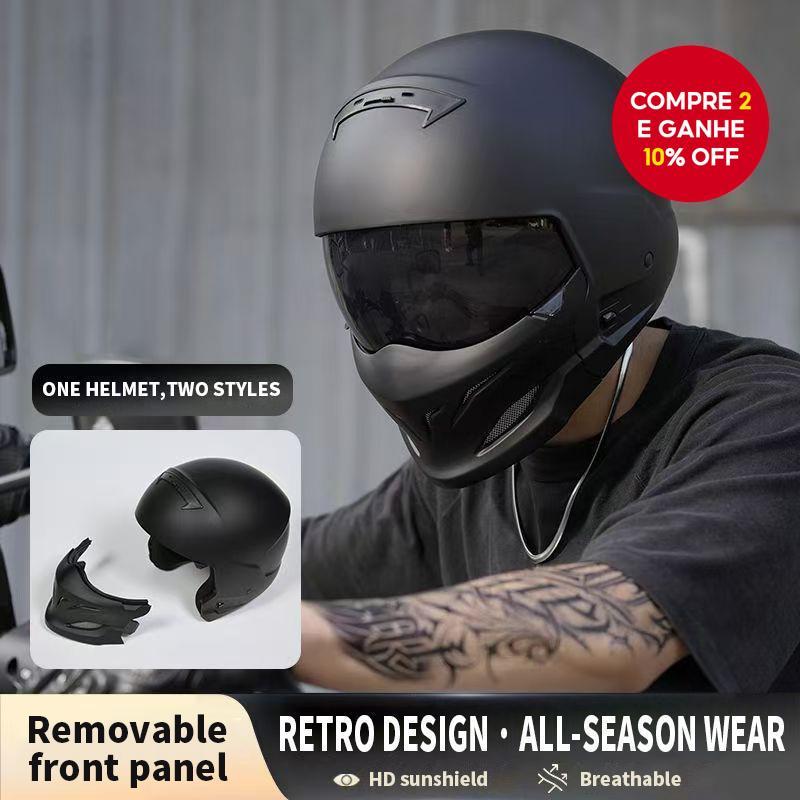Capacete de motocicleta estilo retrô, capacete co