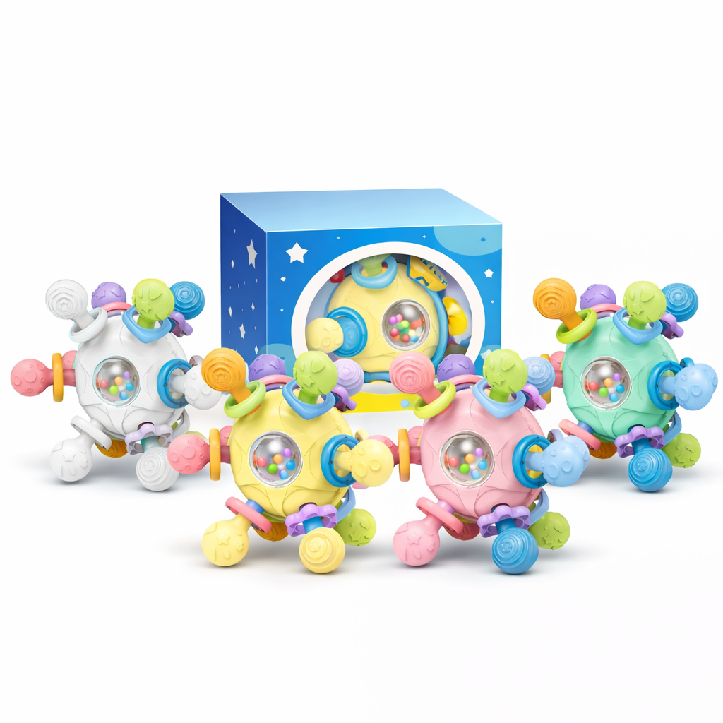 Mordedor 12 Pontas Chocalho Bebe Bola Sensorial Ma