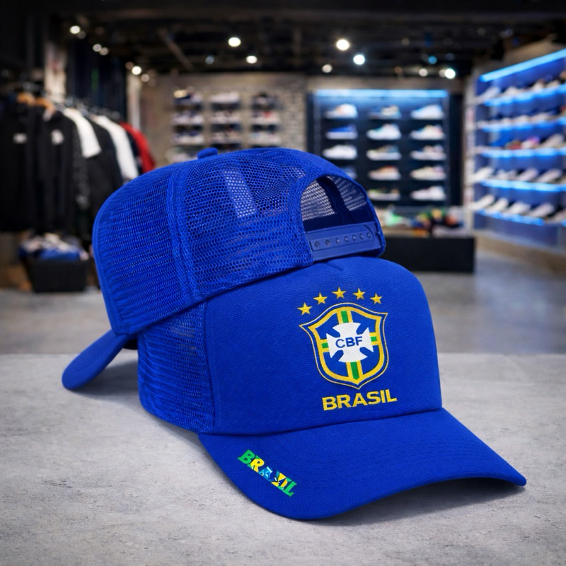 BONÉ UNISSEX BRASIL ESTILO TRUCKER TELINHA COPA D