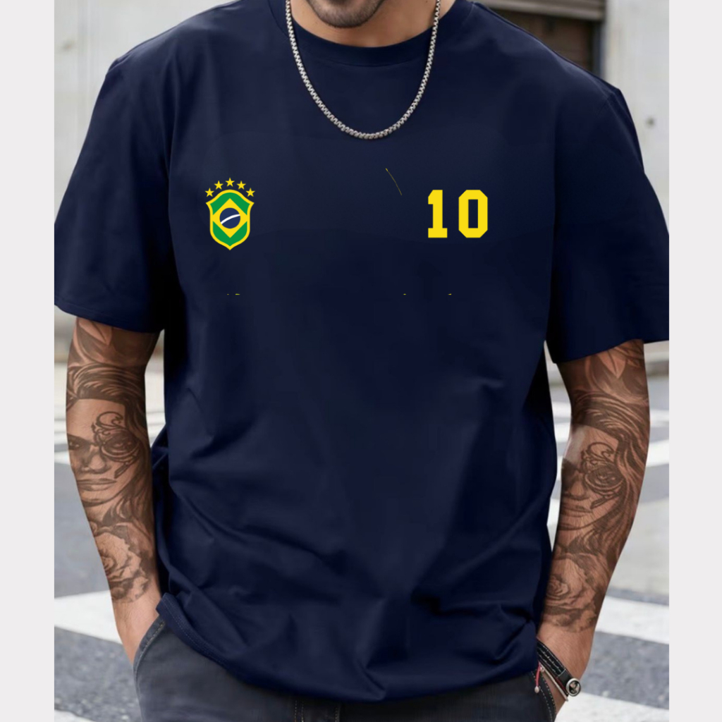 Camiseta Masculina Brasil 10 Camisa 100% Algodão 