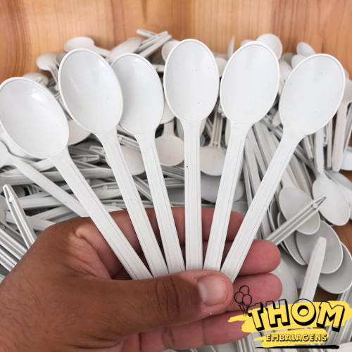 50 A 300 Colher Descartável Branca Reforçada par