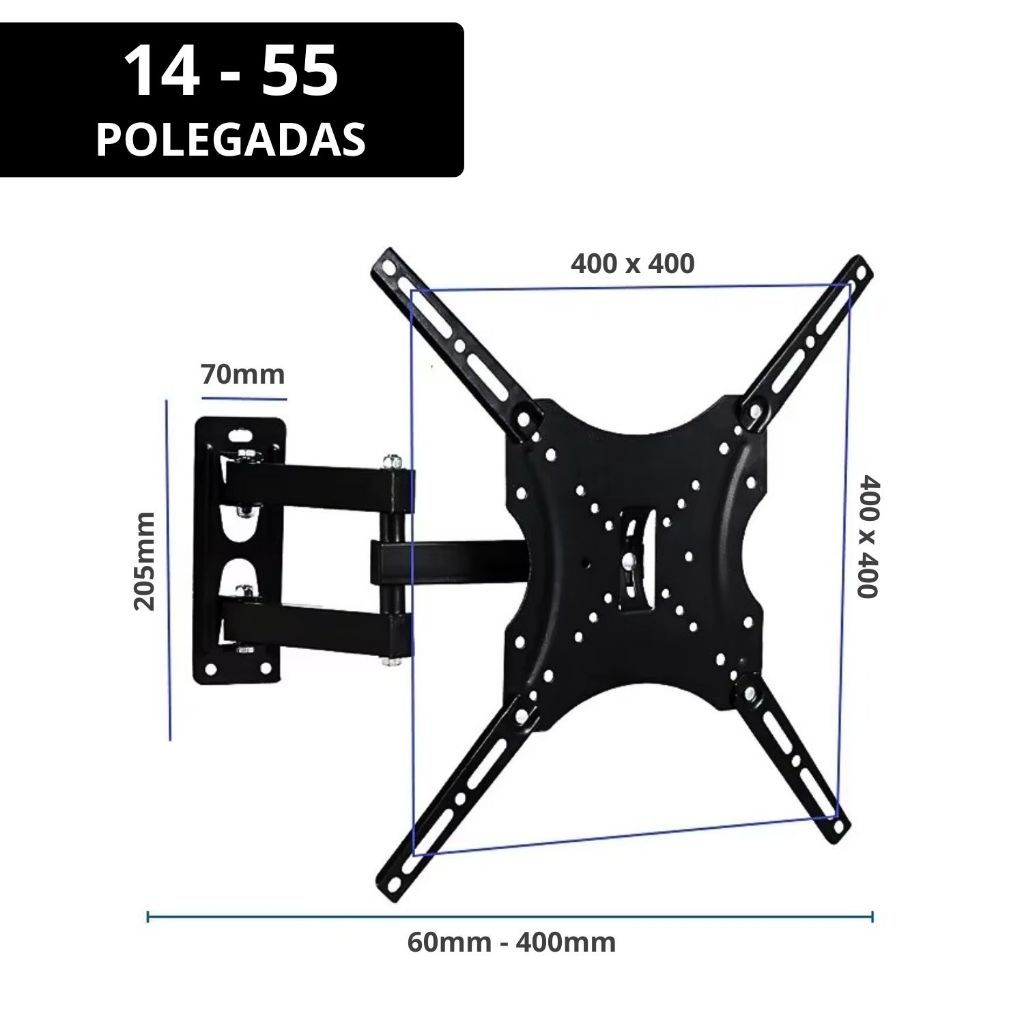 Suporte Articula Para TVS E Monitor De 14 A 55 Pol