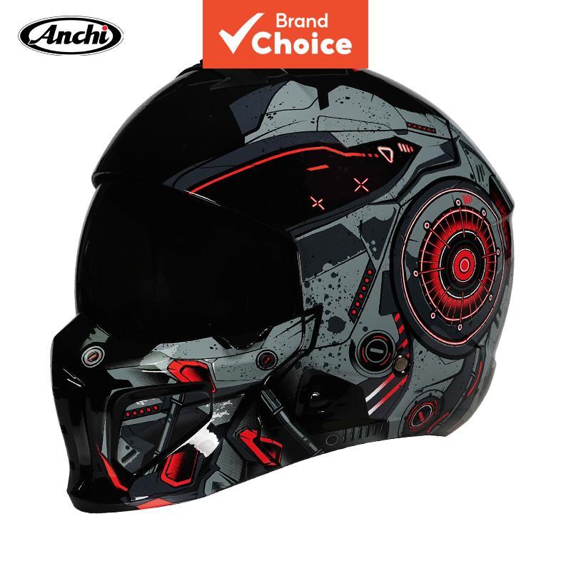 Capacete de Moto Unissex Retro ABS, Combo Integral