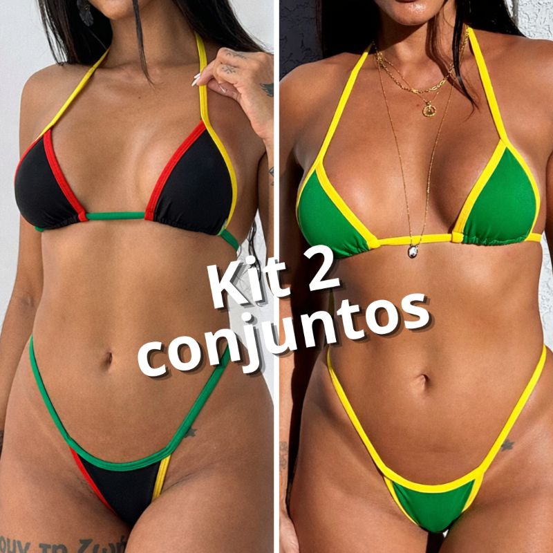 kit 2 biquíni fita cortininha fio dental Brasil c