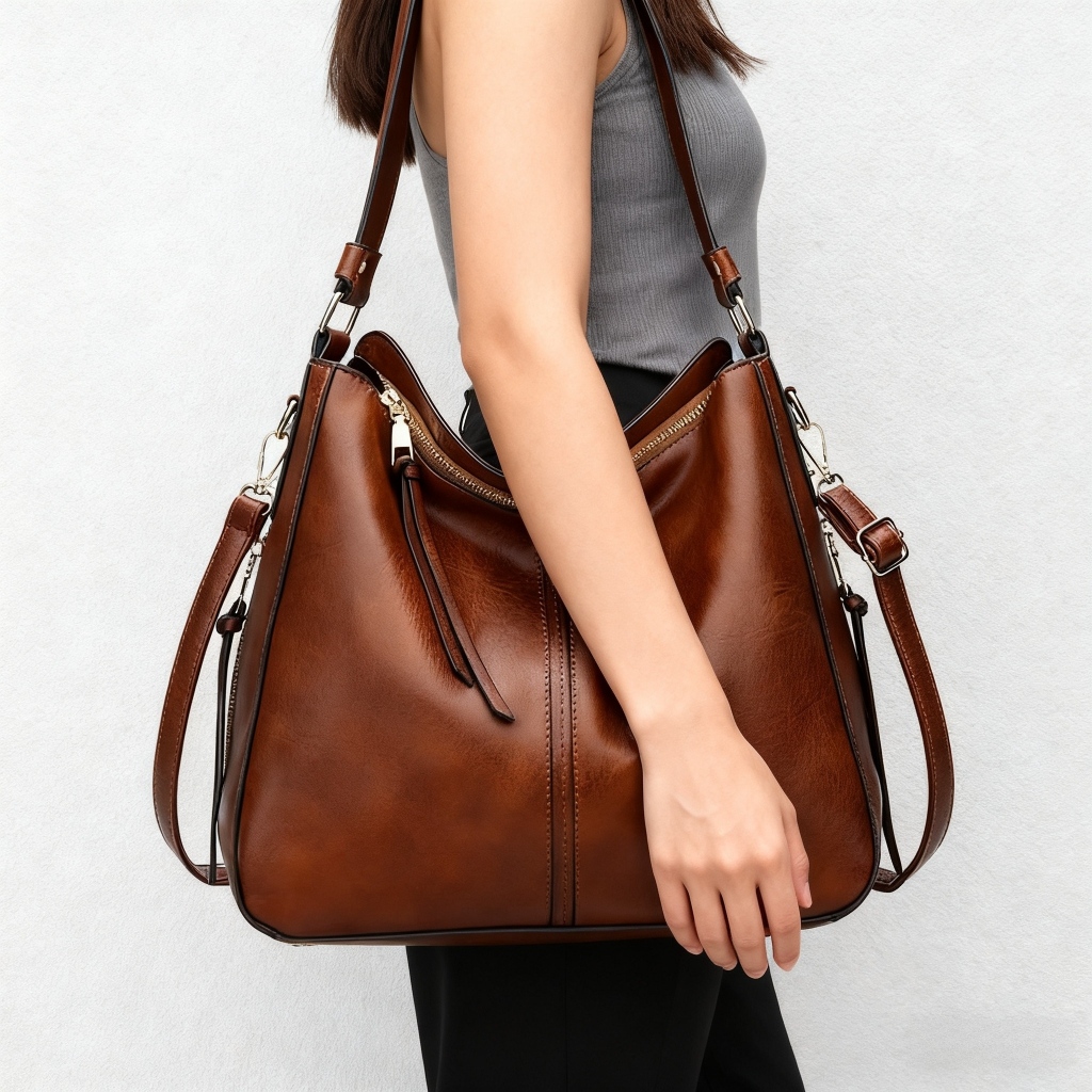 Bolsa Feminina Grande De Ombro Vintage Couro PU Pa