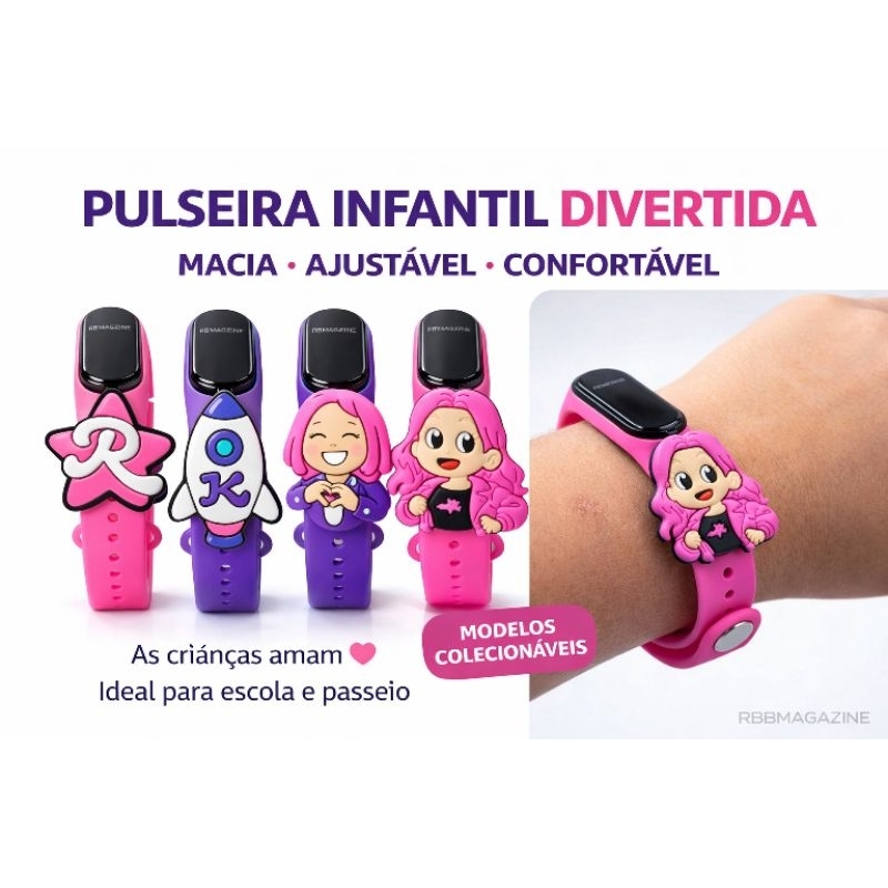 Relógio À Prova Dágua Infantil Os Rosa Ketlin e