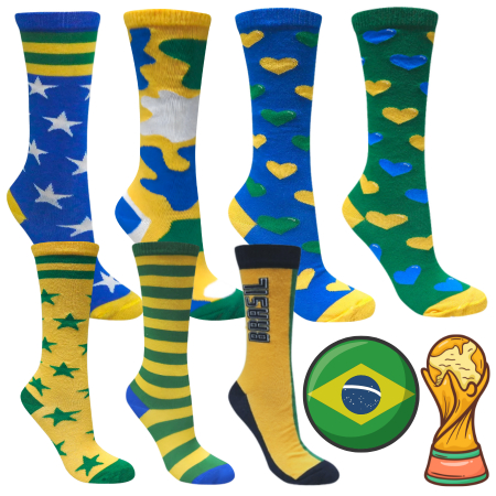 Meia Copa Brasil Cano Alto Unissex Infantil e Adul