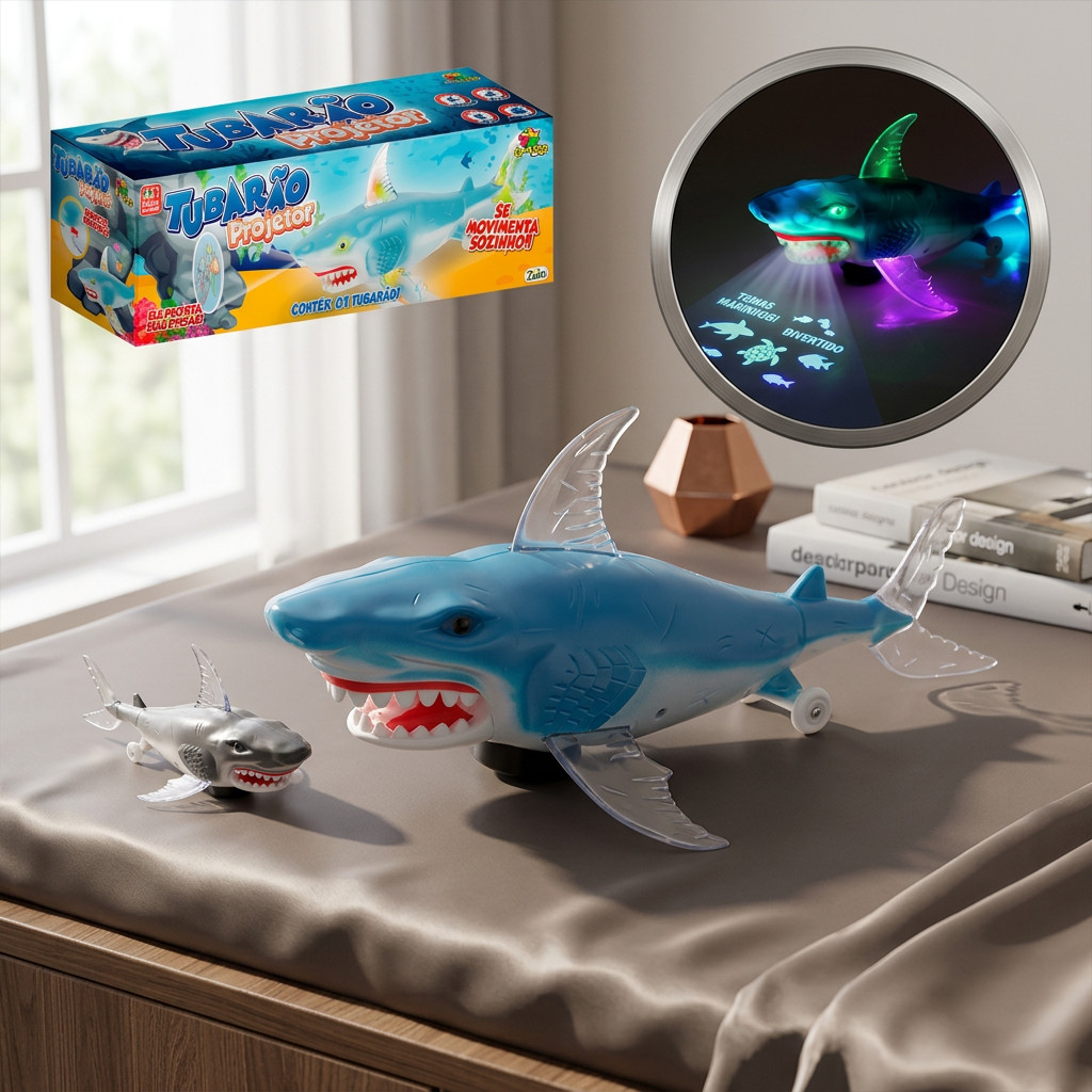 Tubarão Bate e Volta com Projeção Brinquedo Div